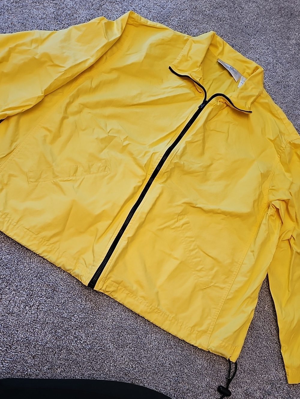 J2🔹️Susan Bristol Bright Yellow Lightweight Jacket with Black Trim